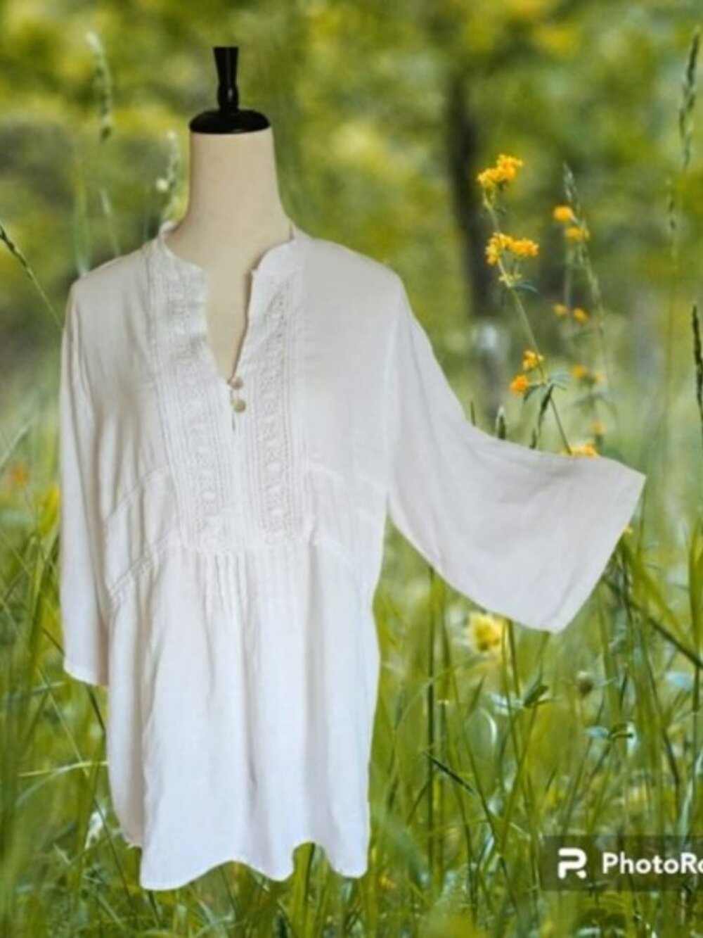 NWT LUNGO L'ARNO White Linen Tunic size 1X